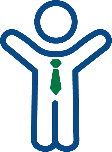 Icon Männchen mit nach oben gestreckten Armen