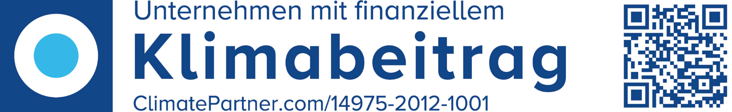 Es ist das Label "Unternehmen mit finanziellem Klimabeitrag" zu sehen