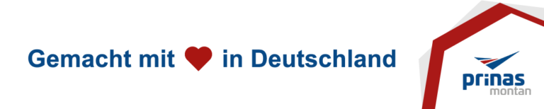 Animation "Gemacht mit Herz in Deutschland" mit dem PRINAS MONTAN-Logo